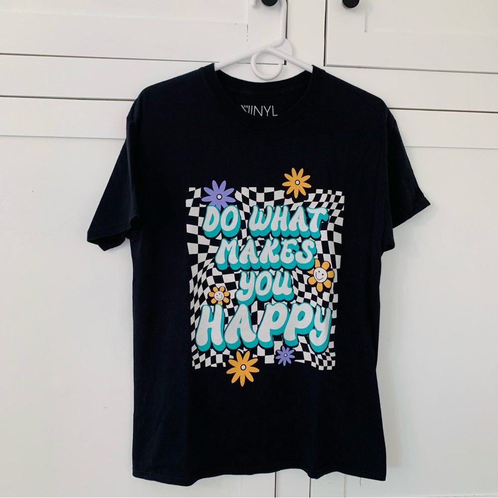 The Vinyl Icons Black “Do What Makes You Happy” T-shirt Size Small